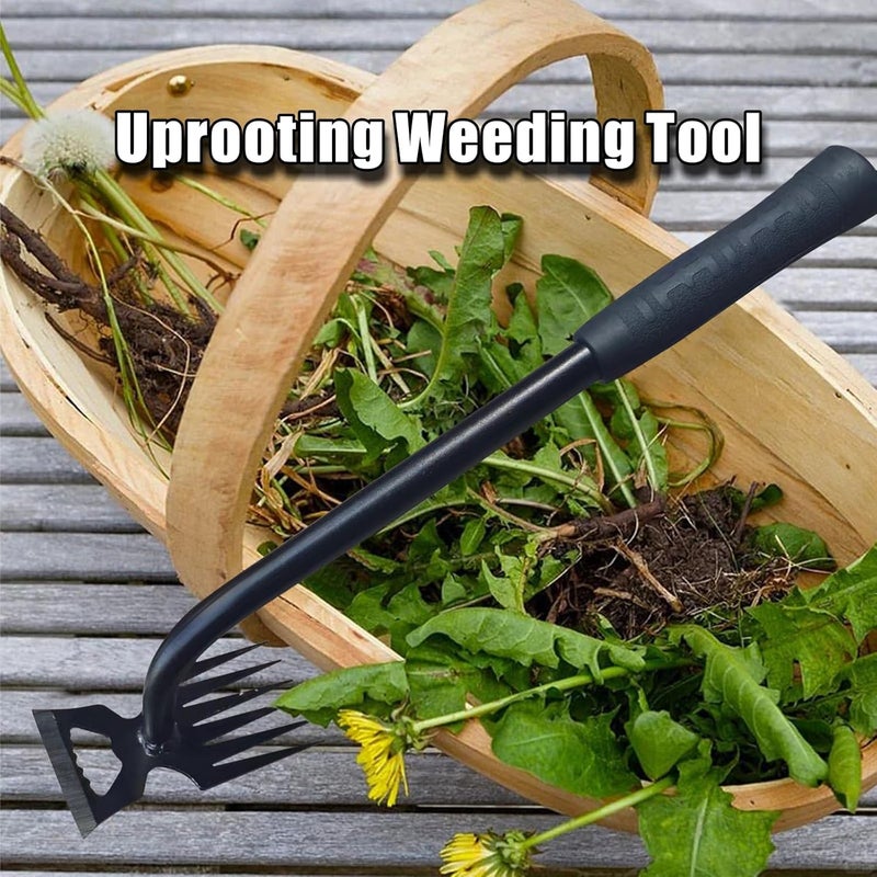 utosday Weed Puller Tool-2Pcs Gardening Hand Weeder Tools, 2025 New Weeding Artifact Uprooting Weeding Tool, Manganese Steel Weed Removal TooL, 6 Teethes Dual Purpose Manual Weed Pulling Tool for Yard Gardenl - Image 3